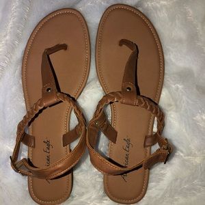 Tan sandals, Worn once, Braided detailing, Comfort